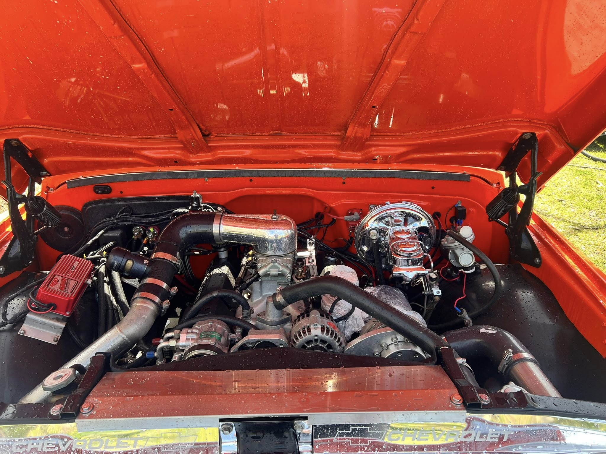 Detailed engine bay after professional mobile auto detailing